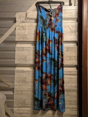 Claudia Richard Bright Blue Floral Maxi Dress